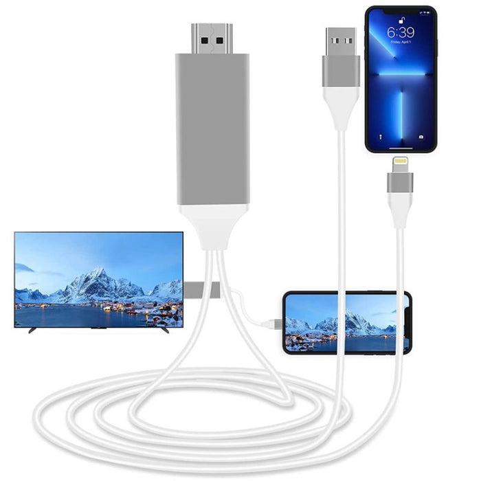 Cable adaptador de 2 m 1080P de 8 pines a HDMI, compatible con adaptador de iPhone a HDMI,, 8 Pin