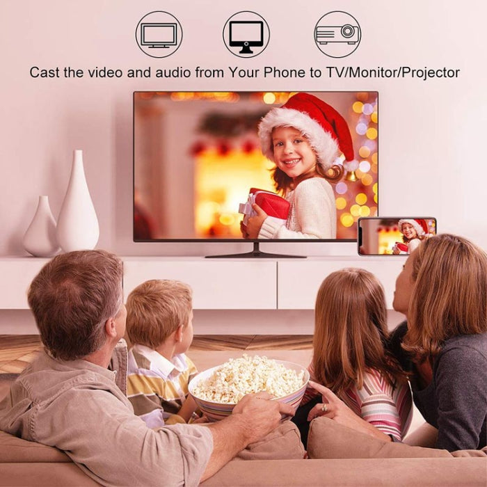 Cable adaptador de 2 m 1080P de 8 pines a HDMI, compatible con adaptador de iPhone a HDMI,, 8 Pin