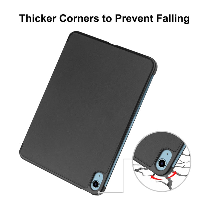 Para iPad 10.2 2022 ENKAY Tri-fold Custer Texture Funda de cuero con soporte inteligente, For iPad 10th Gen 10.9 2022