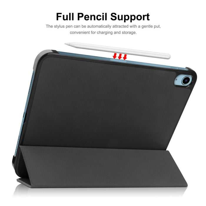 Para iPad 10.2 2022 ENKAY Tri-fold Custer Texture Funda de cuero con soporte inteligente, For iPad 10th Gen 10.9 2022