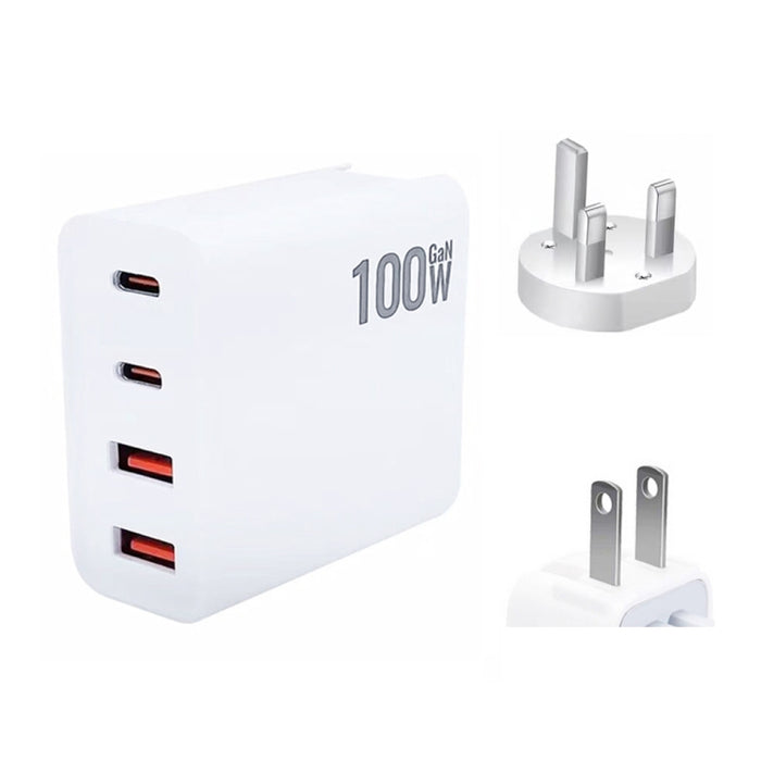 GaN 100W Dual USB + Dual USB-C/Type-C Multi Port Charger para Apple MacBook Series, US Plug, US / EU Plug, US / UK Plug, US / AU Plug, US / EU / UK Plug, US / EU / UK / AU Plug