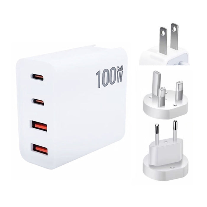 GaN 100W Dual USB + Dual USB-C/Type-C Multi Port Charger para Apple MacBook Series, US Plug, US / EU Plug, US / UK Plug, US / AU Plug, US / EU / UK Plug, US / EU / UK / AU Plug
