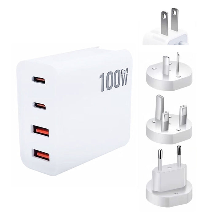 GaN 100W Dual USB + Dual USB-C/Type-C Multi Port Charger para Apple MacBook Series, US Plug, US / EU Plug, US / UK Plug, US / AU Plug, US / EU / UK Plug, US / EU / UK / AU Plug