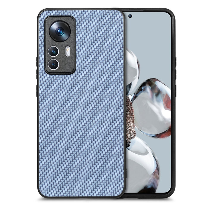 Para Xiaomi 12T Funda trasera de cuero con textura de fibra de carbono