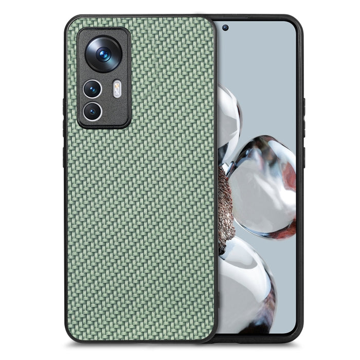 Para Xiaomi 12T Funda trasera de cuero con textura de fibra de carbono