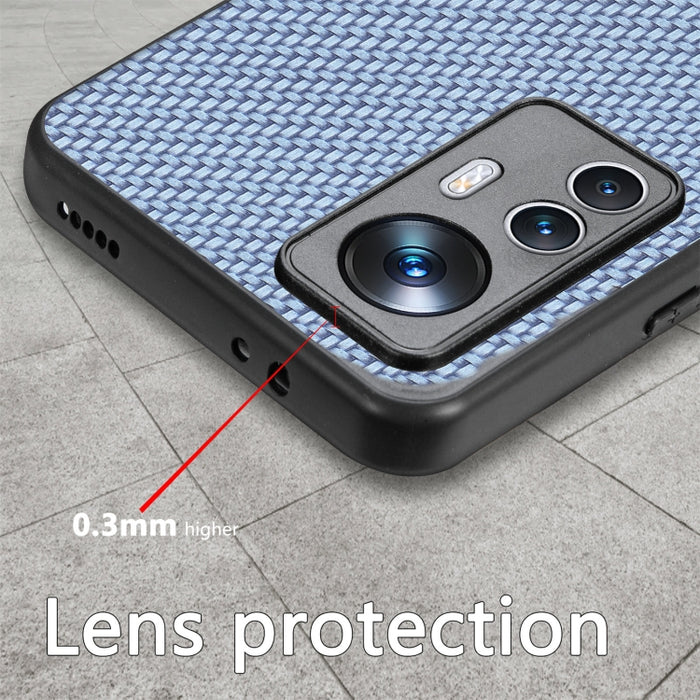 Para Xiaomi 12T Funda trasera de cuero con textura de fibra de carbono