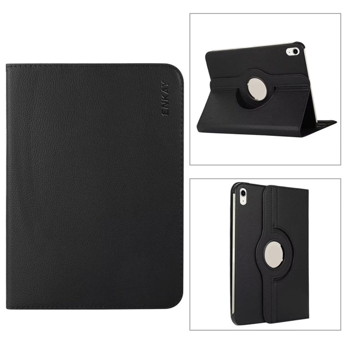 Para iPad 10.9 2022 ENKAY Hat-Prince 360 grados de rotación Litchi Leather Smart Tablet Case
