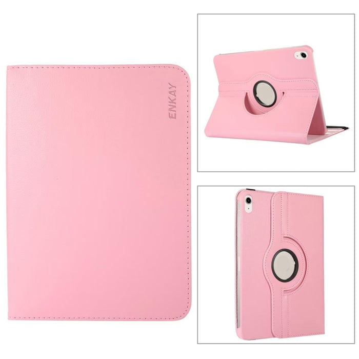Para iPad 10.9 2022 ENKAY Hat-Prince 360 grados de rotación Litchi Leather Smart Tablet Case