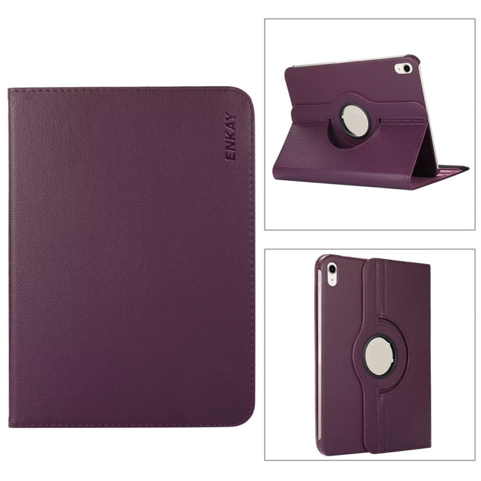 Para iPad 10.9 2022 ENKAY Hat-Prince 360 grados de rotación Litchi Leather Smart Tablet Case