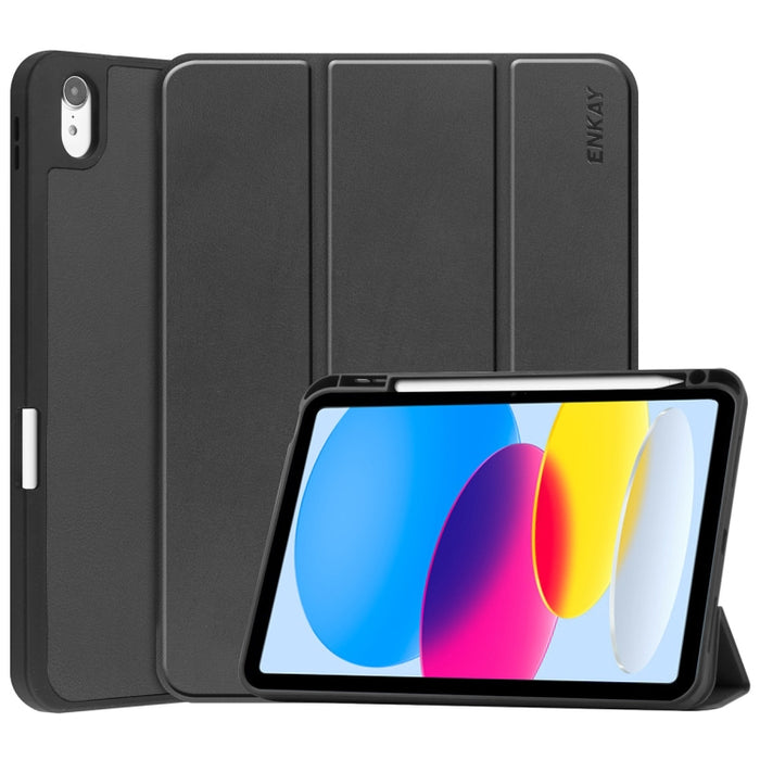 Para iPad 10.9 2022 ENKAY TPU contraportada Smart Leather Stand Tablet Case con ranura para bolígrafo