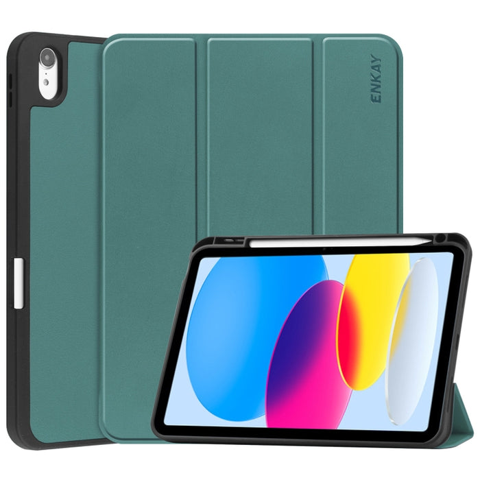 Para iPad 10.9 2022 ENKAY TPU contraportada Smart Leather Stand Tablet Case con ranura para bolígrafo