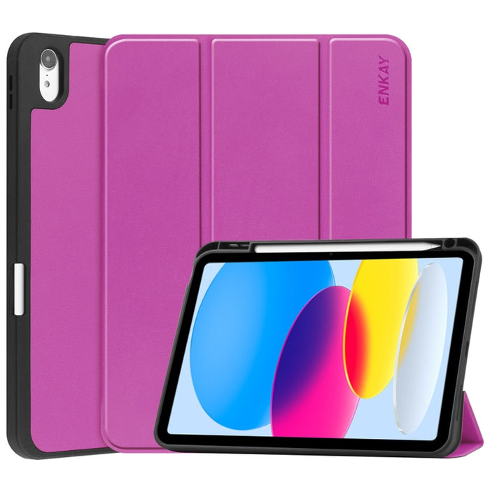 Para iPad 10.9 2022 ENKAY TPU contraportada Smart Leather Stand Tablet Case con ranura para bolígrafo