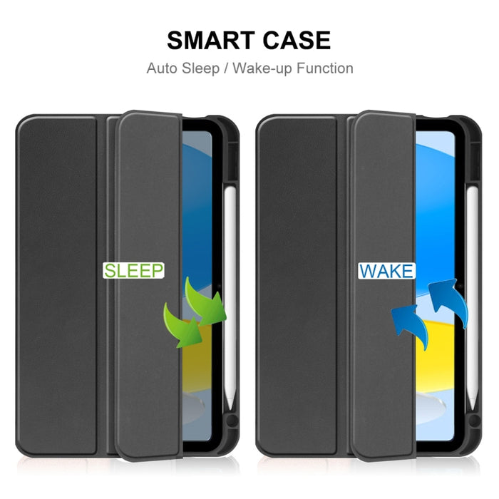 Para iPad 10.9 2022 ENKAY TPU contraportada Smart Leather Stand Tablet Case con ranura para bolígrafo