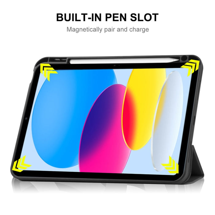 Para iPad 10.9 2022 ENKAY TPU contraportada Smart Leather Stand Tablet Case con ranura para bolígrafo