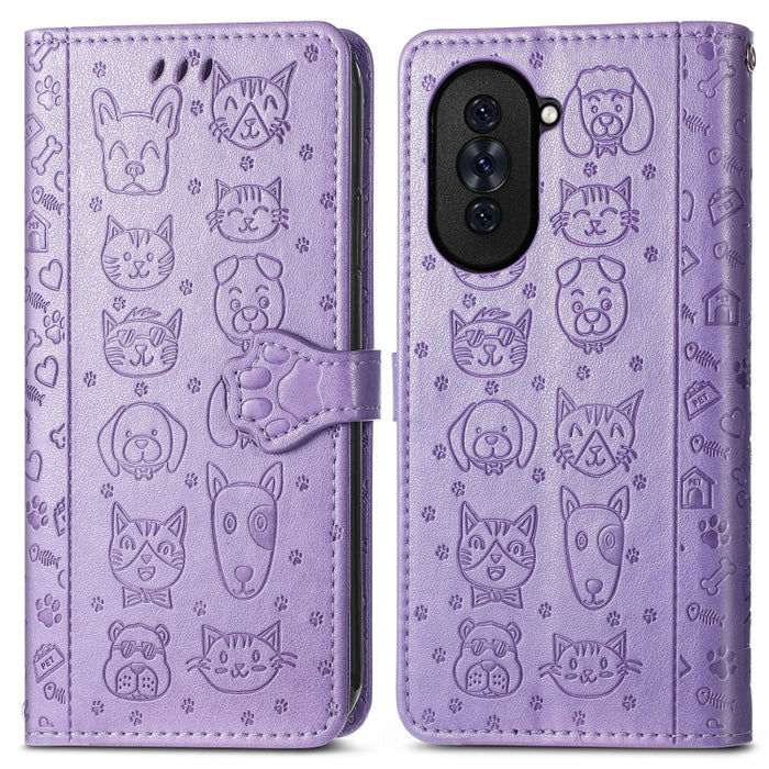 Estuche para teléfono de cuero con relieve de gato y perro, For Huawei Nova 10, For Nokia G400, For Sony Xperia 5 IV, For Xiaomi Redmi Note 11T, For Xiaomi 12T / Redmi K50 Ultra