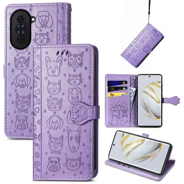 Estuche para teléfono de cuero con relieve de gato y perro, For Huawei Nova 10, For Nokia G400, For Sony Xperia 5 IV, For Xiaomi Redmi Note 11T, For Xiaomi 12T / Redmi K50 Ultra