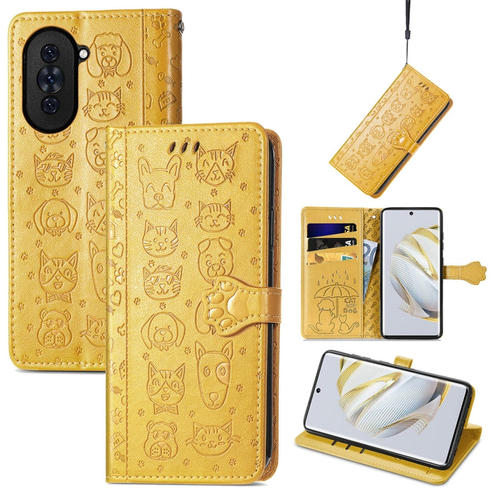 Estuche para teléfono de cuero con relieve de gato y perro, For Huawei Nova 10, For Nokia G400, For Sony Xperia 5 IV, For Xiaomi Redmi Note 11T, For Xiaomi 12T / Redmi K50 Ultra