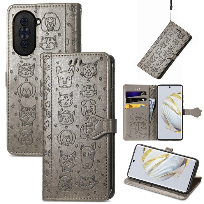 Estuche para teléfono de cuero con relieve de gato y perro, For Huawei Nova 10, For Nokia G400, For Sony Xperia 5 IV, For Xiaomi Redmi Note 11T, For Xiaomi 12T / Redmi K50 Ultra