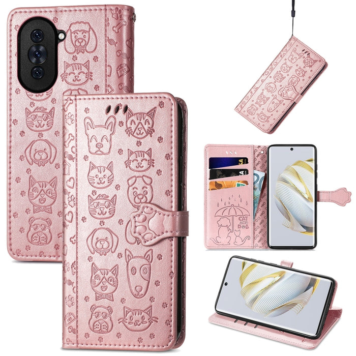 Estuche para teléfono de cuero con relieve de gato y perro, For Huawei Nova 10, For Nokia G400, For Sony Xperia 5 IV, For Xiaomi Redmi Note 11T, For Xiaomi 12T / Redmi K50 Ultra
