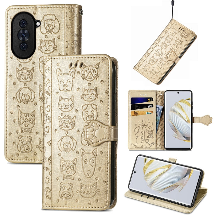 Estuche para teléfono de cuero con relieve de gato y perro, For Huawei Nova 10, For Nokia G400, For Sony Xperia 5 IV, For Xiaomi Redmi Note 11T, For Xiaomi 12T / Redmi K50 Ultra
