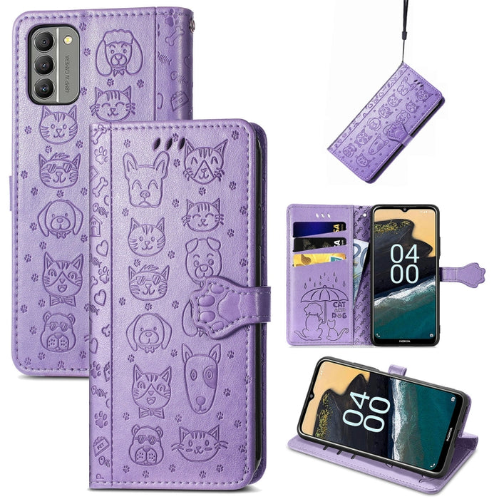 Estuche para teléfono de cuero con relieve de gato y perro, For Huawei Nova 10, For Nokia G400, For Sony Xperia 5 IV, For Xiaomi Redmi Note 11T, For Xiaomi 12T / Redmi K50 Ultra