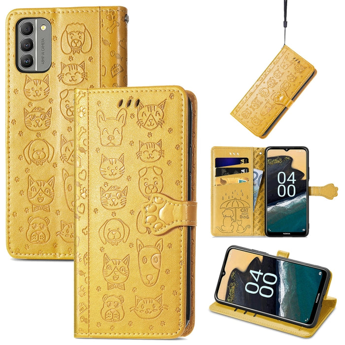 Estuche para teléfono de cuero con relieve de gato y perro, For Huawei Nova 10, For Nokia G400, For Sony Xperia 5 IV, For Xiaomi Redmi Note 11T, For Xiaomi 12T / Redmi K50 Ultra