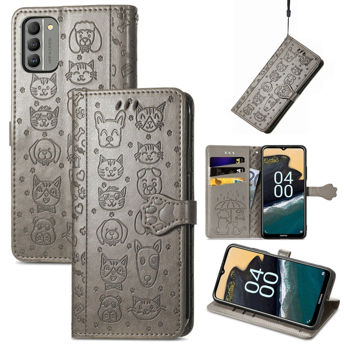 Estuche para teléfono de cuero con relieve de gato y perro, For Huawei Nova 10, For Nokia G400, For Sony Xperia 5 IV, For Xiaomi Redmi Note 11T, For Xiaomi 12T / Redmi K50 Ultra