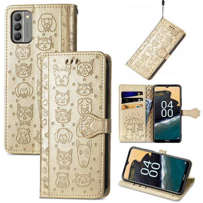 Estuche para teléfono de cuero con relieve de gato y perro, For Huawei Nova 10, For Nokia G400, For Sony Xperia 5 IV, For Xiaomi Redmi Note 11T, For Xiaomi 12T / Redmi K50 Ultra