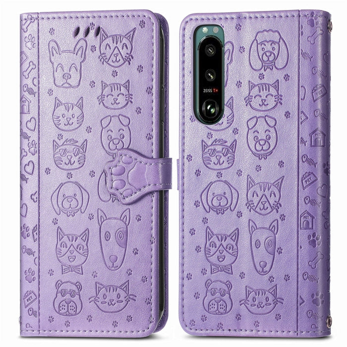 Estuche para teléfono de cuero con relieve de gato y perro, For Huawei Nova 10, For Nokia G400, For Sony Xperia 5 IV, For Xiaomi Redmi Note 11T, For Xiaomi 12T / Redmi K50 Ultra
