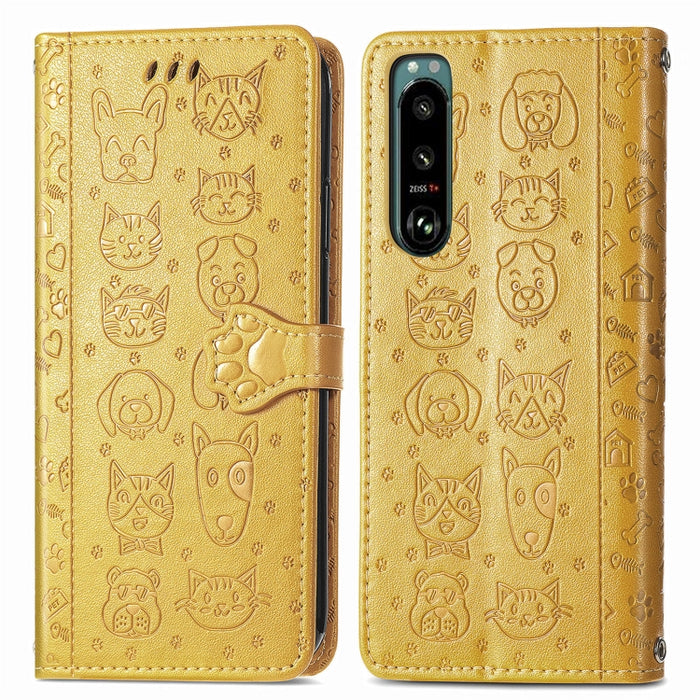Estuche para teléfono de cuero con relieve de gato y perro, For Huawei Nova 10, For Nokia G400, For Sony Xperia 5 IV, For Xiaomi Redmi Note 11T, For Xiaomi 12T / Redmi K50 Ultra