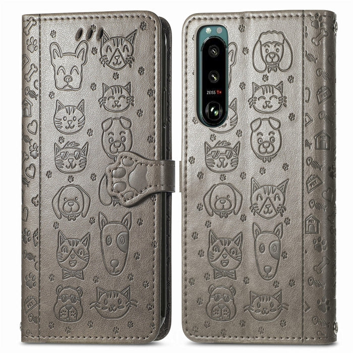 Estuche para teléfono de cuero con relieve de gato y perro, For Huawei Nova 10, For Nokia G400, For Sony Xperia 5 IV, For Xiaomi Redmi Note 11T, For Xiaomi 12T / Redmi K50 Ultra