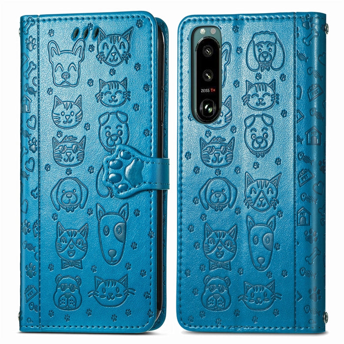 Estuche para teléfono de cuero con relieve de gato y perro, For Huawei Nova 10, For Nokia G400, For Sony Xperia 5 IV, For Xiaomi Redmi Note 11T, For Xiaomi 12T / Redmi K50 Ultra