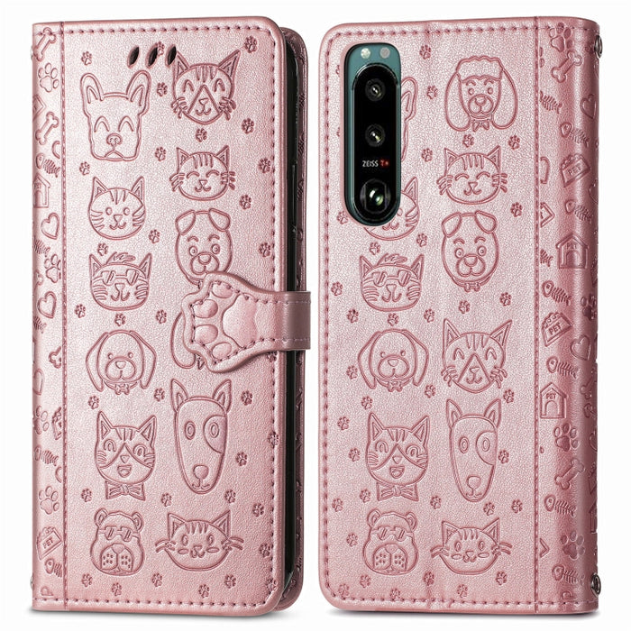 Estuche para teléfono de cuero con relieve de gato y perro, For Huawei Nova 10, For Nokia G400, For Sony Xperia 5 IV, For Xiaomi Redmi Note 11T, For Xiaomi 12T / Redmi K50 Ultra