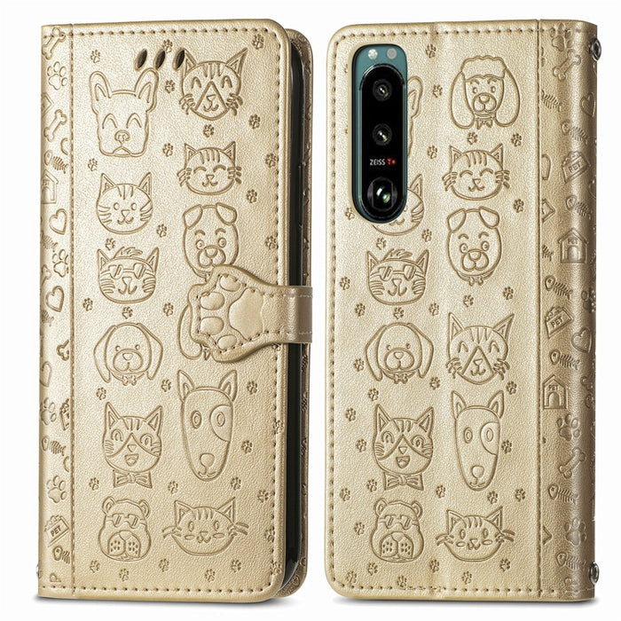 Estuche para teléfono de cuero con relieve de gato y perro, For Huawei Nova 10, For Nokia G400, For Sony Xperia 5 IV, For Xiaomi Redmi Note 11T, For Xiaomi 12T / Redmi K50 Ultra