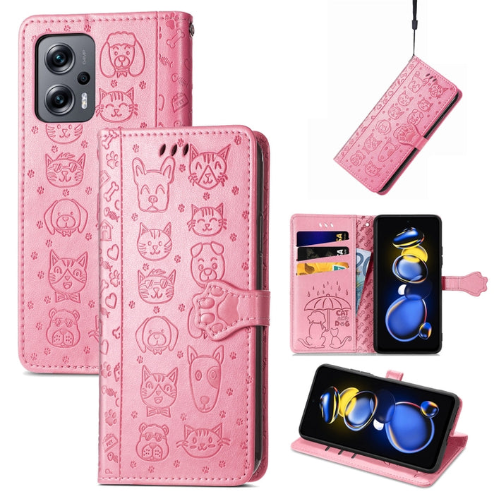 Estuche para teléfono de cuero con relieve de gato y perro, For Huawei Nova 10, For Nokia G400, For Sony Xperia 5 IV, For Xiaomi Redmi Note 11T, For Xiaomi 12T / Redmi K50 Ultra