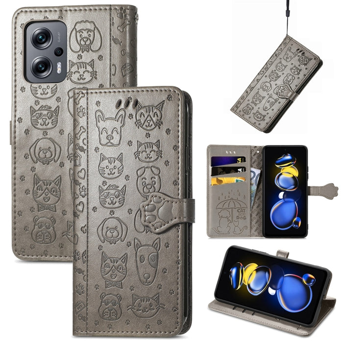 Estuche para teléfono de cuero con relieve de gato y perro, For Huawei Nova 10, For Nokia G400, For Sony Xperia 5 IV, For Xiaomi Redmi Note 11T, For Xiaomi 12T / Redmi K50 Ultra