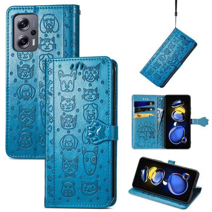 Estuche para teléfono de cuero con relieve de gato y perro, For Huawei Nova 10, For Nokia G400, For Sony Xperia 5 IV, For Xiaomi Redmi Note 11T, For Xiaomi 12T / Redmi K50 Ultra