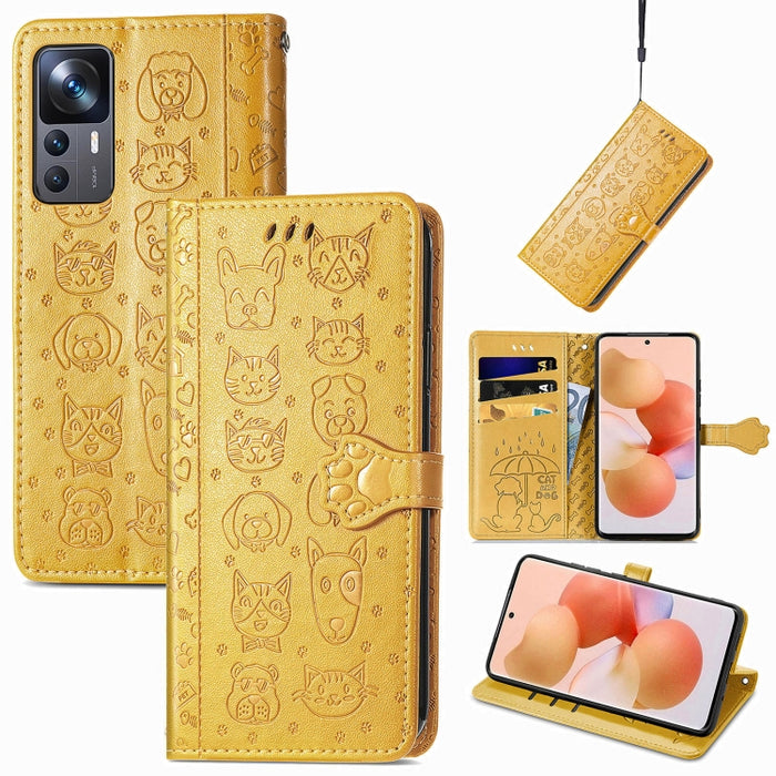 Estuche para teléfono de cuero con relieve de gato y perro, For Huawei Nova 10, For Nokia G400, For Sony Xperia 5 IV, For Xiaomi Redmi Note 11T, For Xiaomi 12T / Redmi K50 Ultra