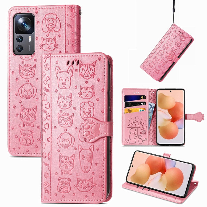 Estuche para teléfono de cuero con relieve de gato y perro, For Huawei Nova 10, For Nokia G400, For Sony Xperia 5 IV, For Xiaomi Redmi Note 11T, For Xiaomi 12T / Redmi K50 Ultra