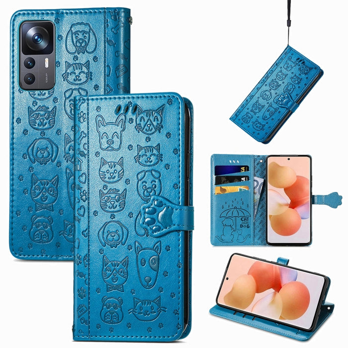 Estuche para teléfono de cuero con relieve de gato y perro, For Huawei Nova 10, For Nokia G400, For Sony Xperia 5 IV, For Xiaomi Redmi Note 11T, For Xiaomi 12T / Redmi K50 Ultra