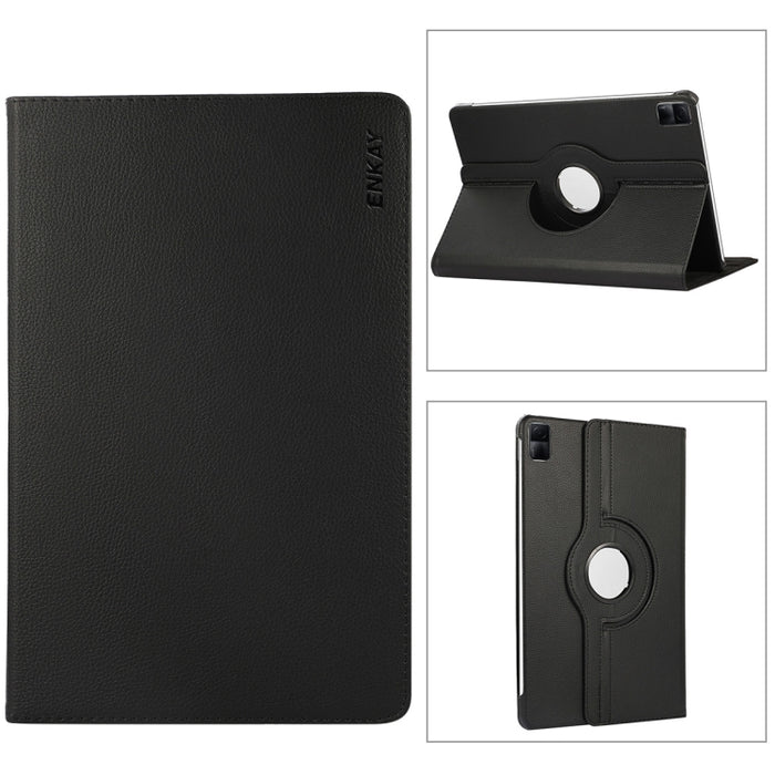 Para Xiaomi Redmi Pad 10.61 ENKAY Hat-Prince Funda inteligente de cuero Litchi con rotación de 360 grados, For Xiaomi Redmi Pad 10.61