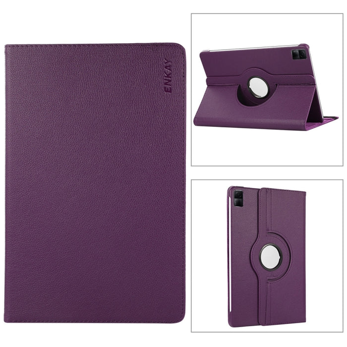 Para Xiaomi Redmi Pad 10.61 ENKAY Hat-Prince Funda inteligente de cuero Litchi con rotación de 360 grados, For Xiaomi Redmi Pad 10.61