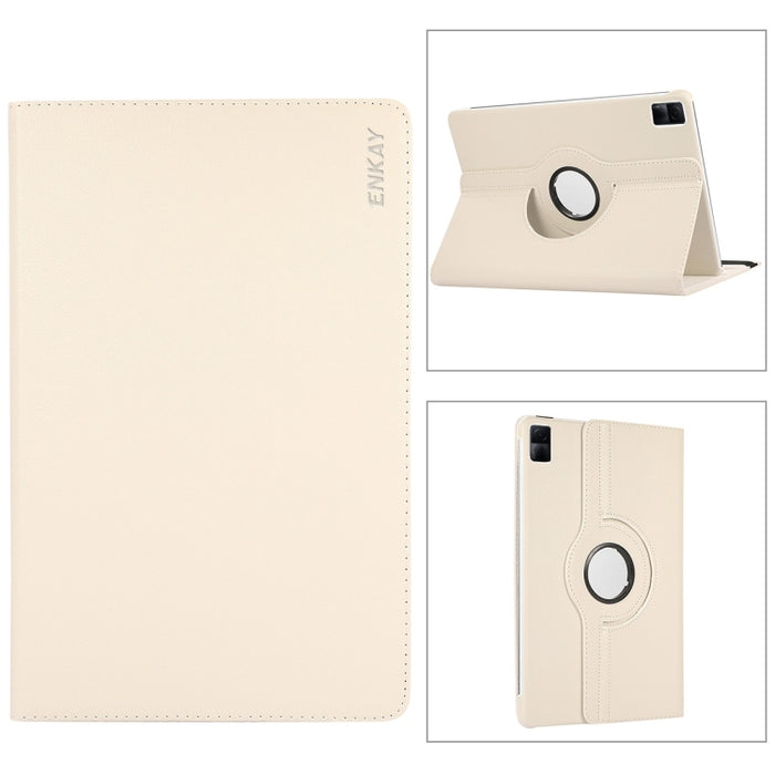 Para Xiaomi Redmi Pad 10.61 ENKAY Hat-Prince Funda inteligente de cuero Litchi con rotación de 360 grados, For Xiaomi Redmi Pad 10.61