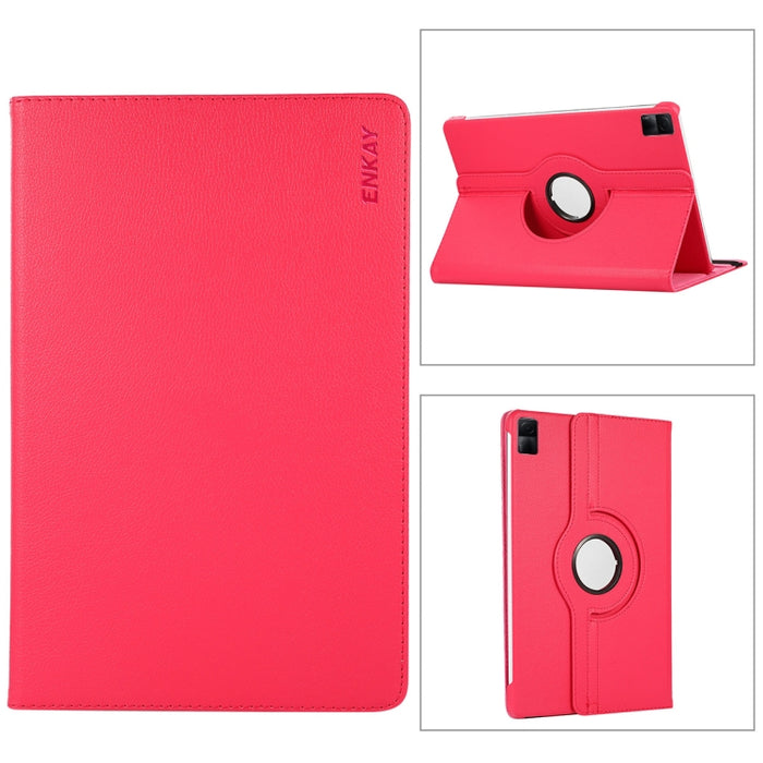 Para Xiaomi Redmi Pad 10.61 ENKAY Hat-Prince Funda inteligente de cuero Litchi con rotación de 360 grados, For Xiaomi Redmi Pad 10.61