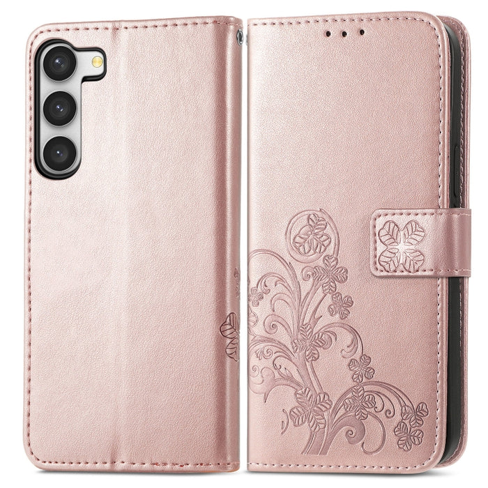 Estuche para teléfono de cuero con hebilla en relieve con cierre de cuatro hojas, For Samsung Galaxy S23 5G, For Samsung Galaxy S23+ 5G, For Samsung Galaxy S23 Ultra 5G, For Sony Xperia 5 IV, For Xiaomi Redmi A1, For Xiaomi Redmi Note 11T              ...