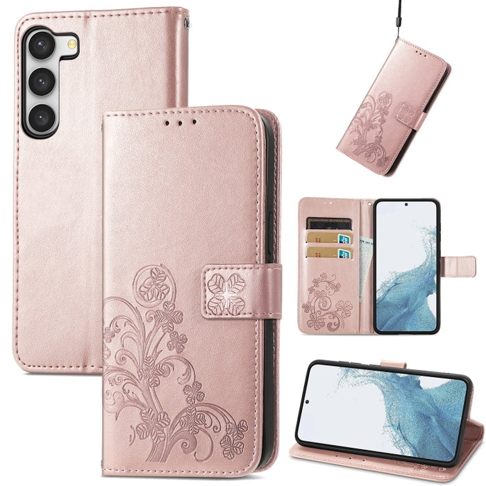Estuche para teléfono de cuero con hebilla en relieve con cierre de cuatro hojas, For Samsung Galaxy S23 5G, For Samsung Galaxy S23+ 5G, For Samsung Galaxy S23 Ultra 5G, For Sony Xperia 5 IV, For Xiaomi Redmi A1, For Xiaomi Redmi Note 11T              ...