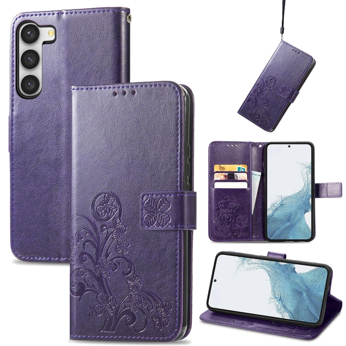 Estuche para teléfono de cuero con hebilla en relieve con cierre de cuatro hojas, For Samsung Galaxy S23 5G, For Samsung Galaxy S23+ 5G, For Samsung Galaxy S23 Ultra 5G, For Sony Xperia 5 IV, For Xiaomi Redmi A1, For Xiaomi Redmi Note 11T              ...