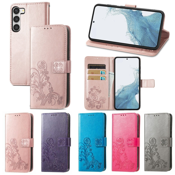 Estuche para teléfono de cuero con hebilla en relieve con cierre de cuatro hojas, For Samsung Galaxy S23 5G, For Samsung Galaxy S23+ 5G, For Samsung Galaxy S23 Ultra 5G, For Sony Xperia 5 IV, For Xiaomi Redmi A1, For Xiaomi Redmi Note 11T              ...