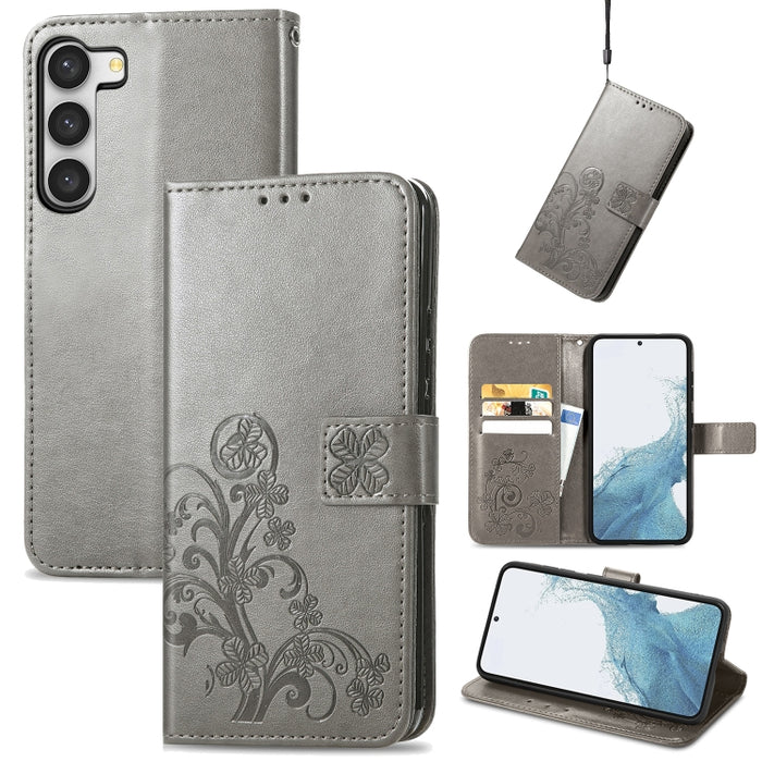 Estuche para teléfono de cuero con hebilla en relieve con cierre de cuatro hojas, For Samsung Galaxy S23 5G, For Samsung Galaxy S23+ 5G, For Samsung Galaxy S23 Ultra 5G, For Sony Xperia 5 IV, For Xiaomi Redmi A1, For Xiaomi Redmi Note 11T              ...