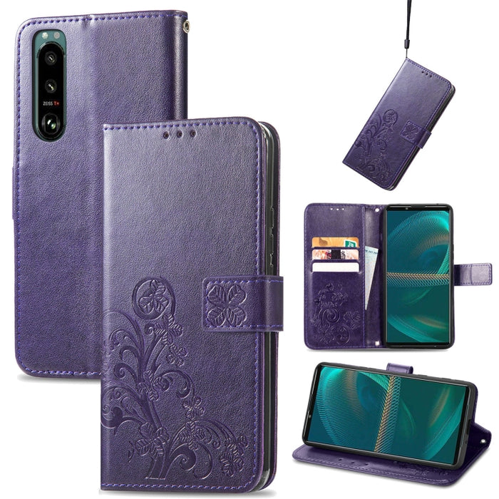 Estuche para teléfono de cuero con hebilla en relieve con cierre de cuatro hojas, For Samsung Galaxy S23 5G, For Samsung Galaxy S23+ 5G, For Samsung Galaxy S23 Ultra 5G, For Sony Xperia 5 IV, For Xiaomi Redmi A1, For Xiaomi Redmi Note 11T              ...